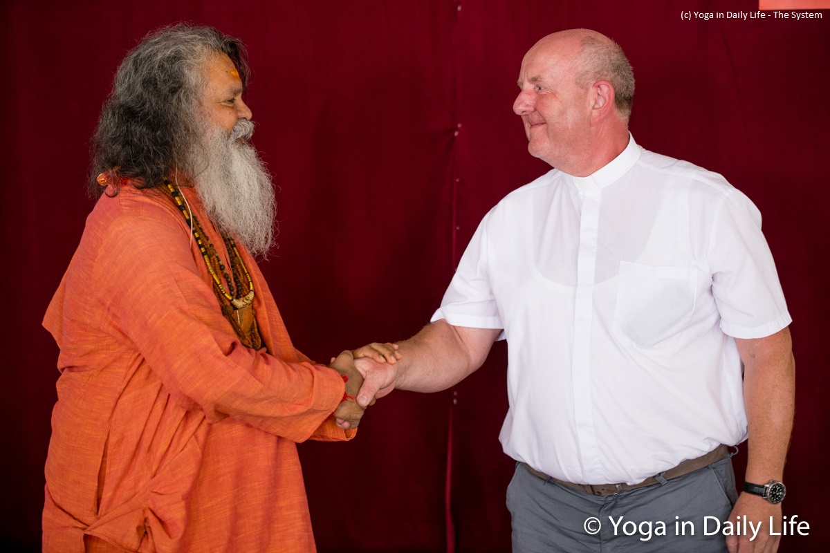 Vishwaguruji meets Father Jaroslav Štancl from the local Parish Church of the Assumption of the Virgin Mary in Strilky