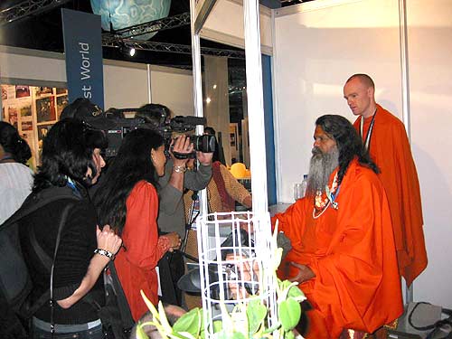 Interview at the \'Yoga in Daily Life\' booth Interview at the \'Yoga in Daily Life\' booth