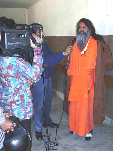 Swamiji giving an interview Swamiji giving an interview