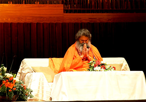 Swamiji at the public lecture in Zagreb Swamiji at the public lecture in Zagreb