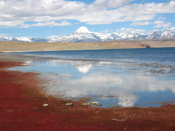 Mansarova lake with Mt. Kailas in the background Mansarova lake with Mt. Kailas in the background