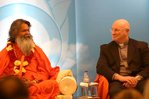 Father David joins His Holiness Swamiji for a public lecture' Father David joins His Holiness Swamiji for a public lecture